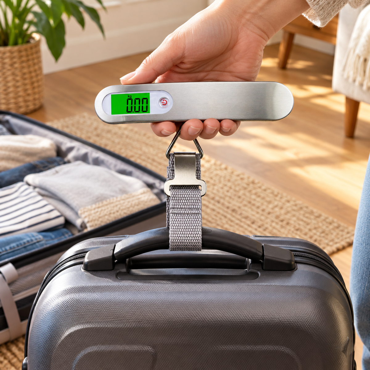 ✈️ Luggage Scale | Stainless Steel | Airport | Travelers | Green Digital Display