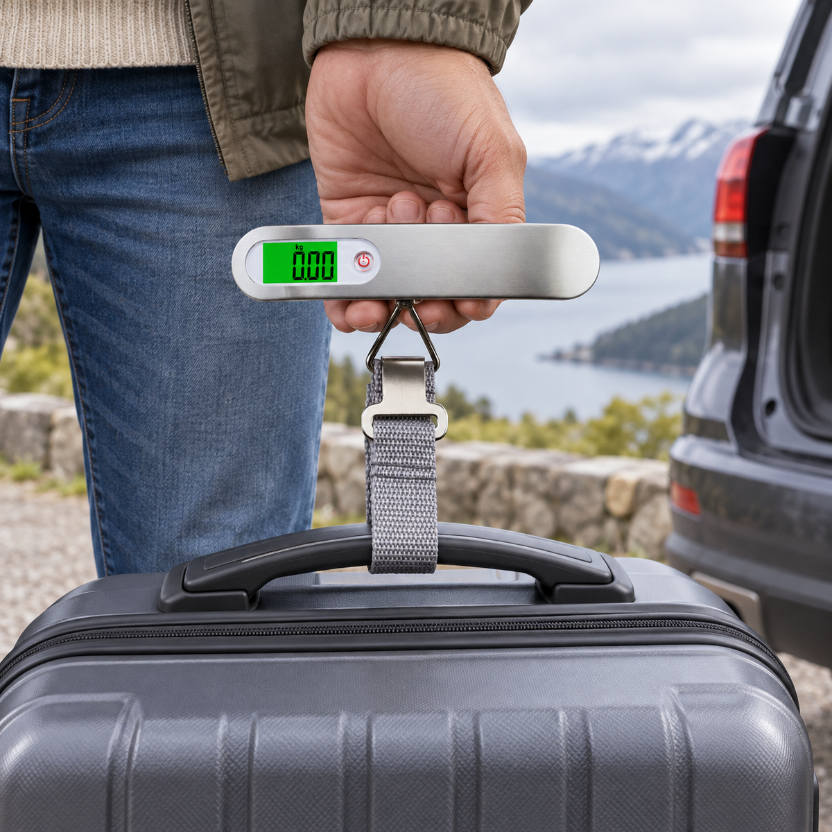 ✈️ Luggage Scale | Stainless Steel | Airport | Travelers | Green Digital Display