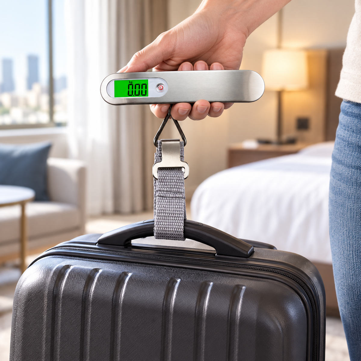 ✈️ Luggage Scale | Stainless Steel | Airport | Travelers | Green Digital Display