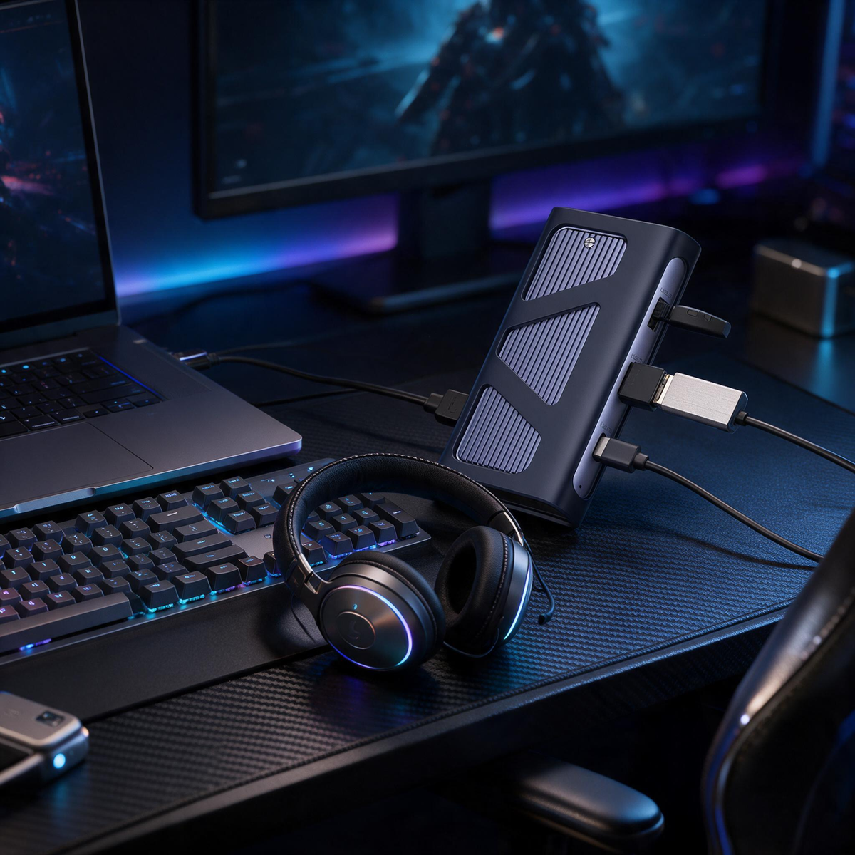 🧩 USB-C Hub | Aluminum | Desk | Tech Lovers | Vertical Multi-Port Command Center
