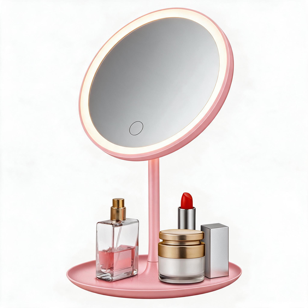 🔆 Vanity Mirror | ABS Plastic | Bedroom | Beauty Lovers | Pink Dimmable LED Glow