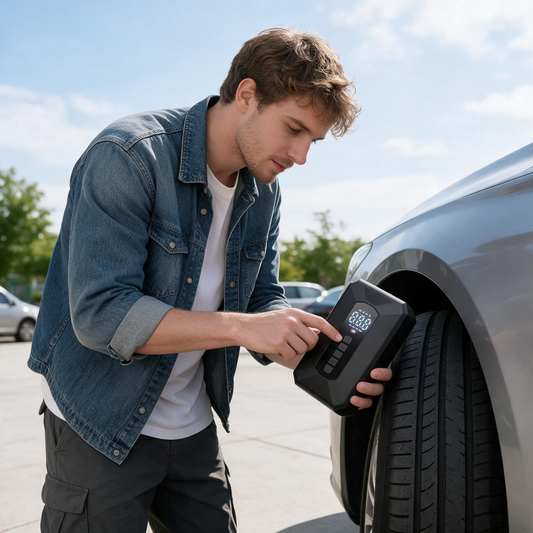 🔧 Car Air Pump | ABS Plastic | Road Trips | Drivers | Digital Tire Emergency Kit