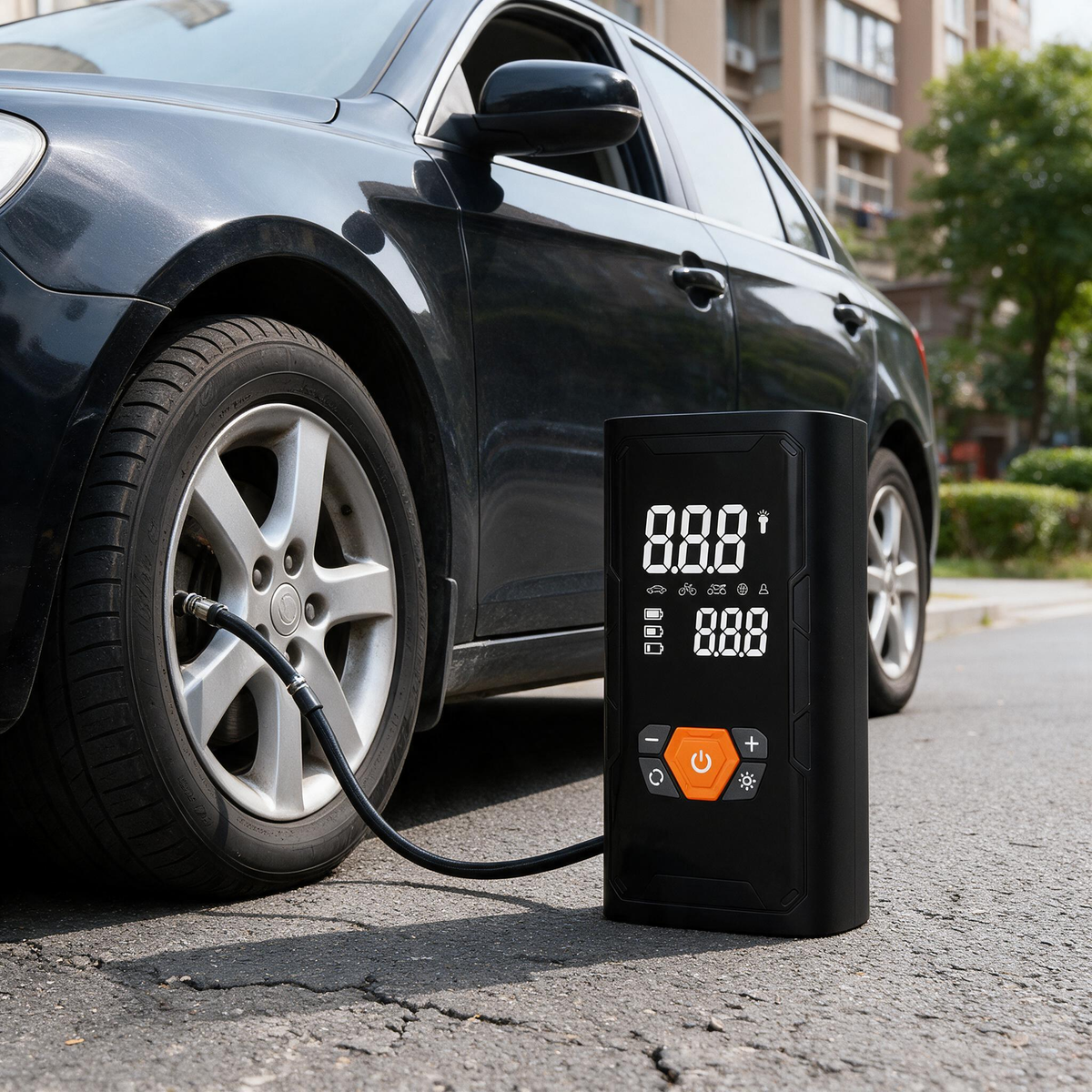 🔧 Tire Inflator | ABS Plastic | Car | Motorists | Black Digital Pressure Display