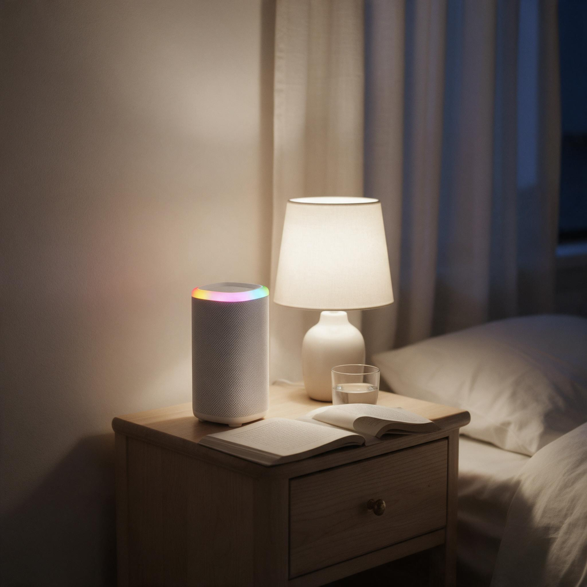 🎵 Bluetooth Speaker | Plastic | Living Room | Music Lovers | White RGB Mood Glow
