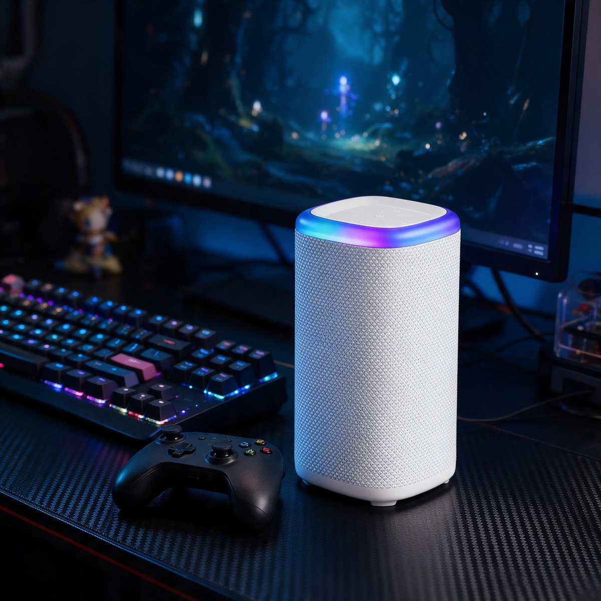 🎵 Bluetooth Speaker | Plastic | Living Room | Music Lovers | White RGB Mood Glow